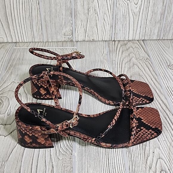 Marc Fisher LTD Jiny Leather Barely There Snake Print Sandals Womens 6.5 NEW - Picture 2 of 13
